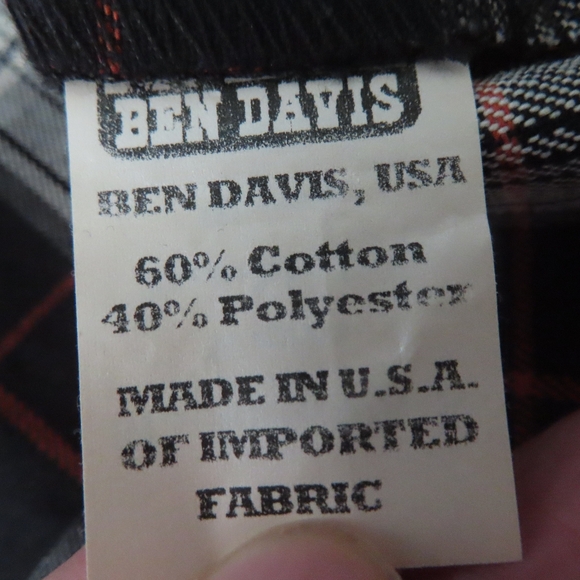 Vintage Ben Davis Shirt Mens L Black/White/Red Half 1/2 Zip Made In USA - Picture 6 of 6